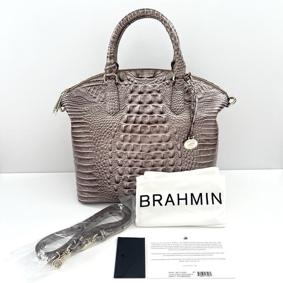 NWT Brahmin Chardonnay Melbourne Leather Large Duxbury Satchel Shoulder Handbag - Picture 1 of 16